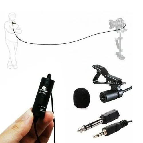 Microfone de Lapela Greika GK-LM1 para Câmeras DSLR e Smartphone
