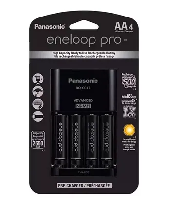 Carregador Eneloop Pro BQ-CC17 Com 4 Pilhas AA 2550mAh Panasonic