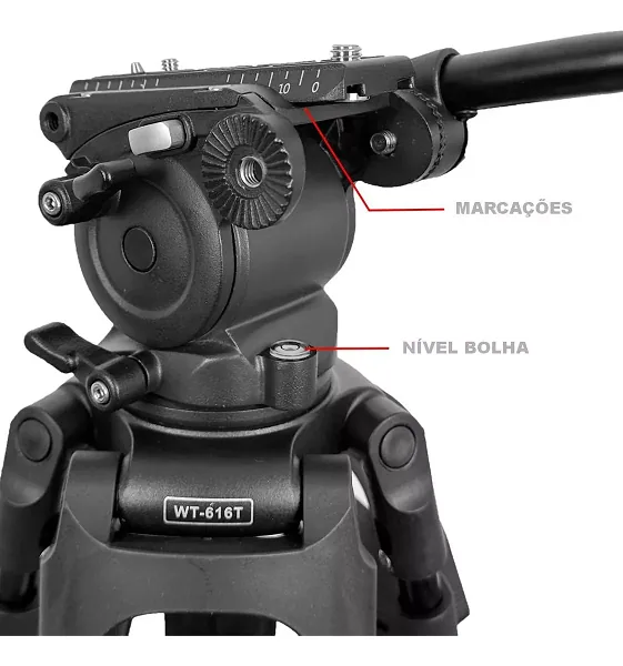 Tripé Profissional WF 715 Foto e Vídeo Cabeça Hidráulica Suporta 9kg
