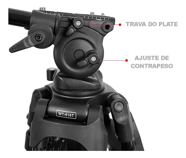 Tripé Profissional WF 715 Foto e Vídeo Cabeça Hidráulica Suporta 9kg